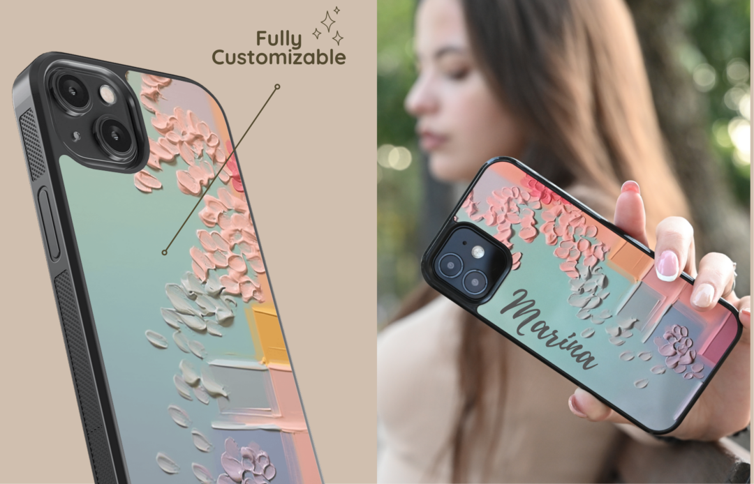 Blossom 1 | Yoursubli Blossom Handyhülle Aura Core Mit Floralem Pastell design Als Detail Und Handaufnahme | Yoursubli