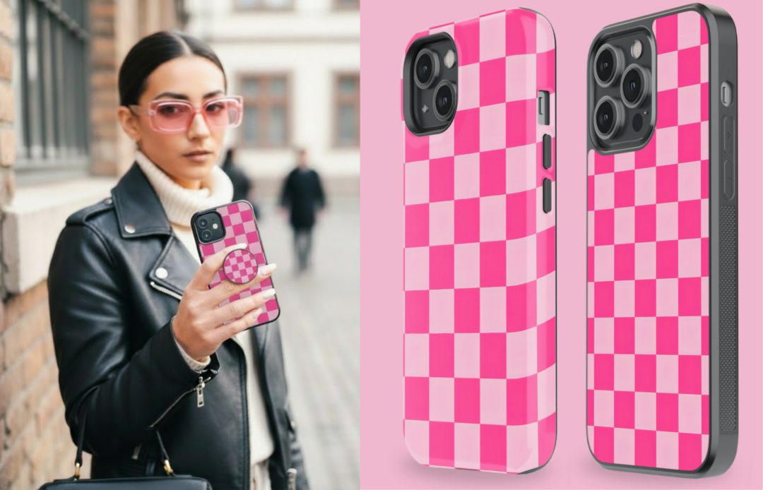 Blush Grid 2 | Yoursubli Personalisierte Blush Grid Handyhülle Mit Namen Als Detail Und Handaufnahme | Yoursubli