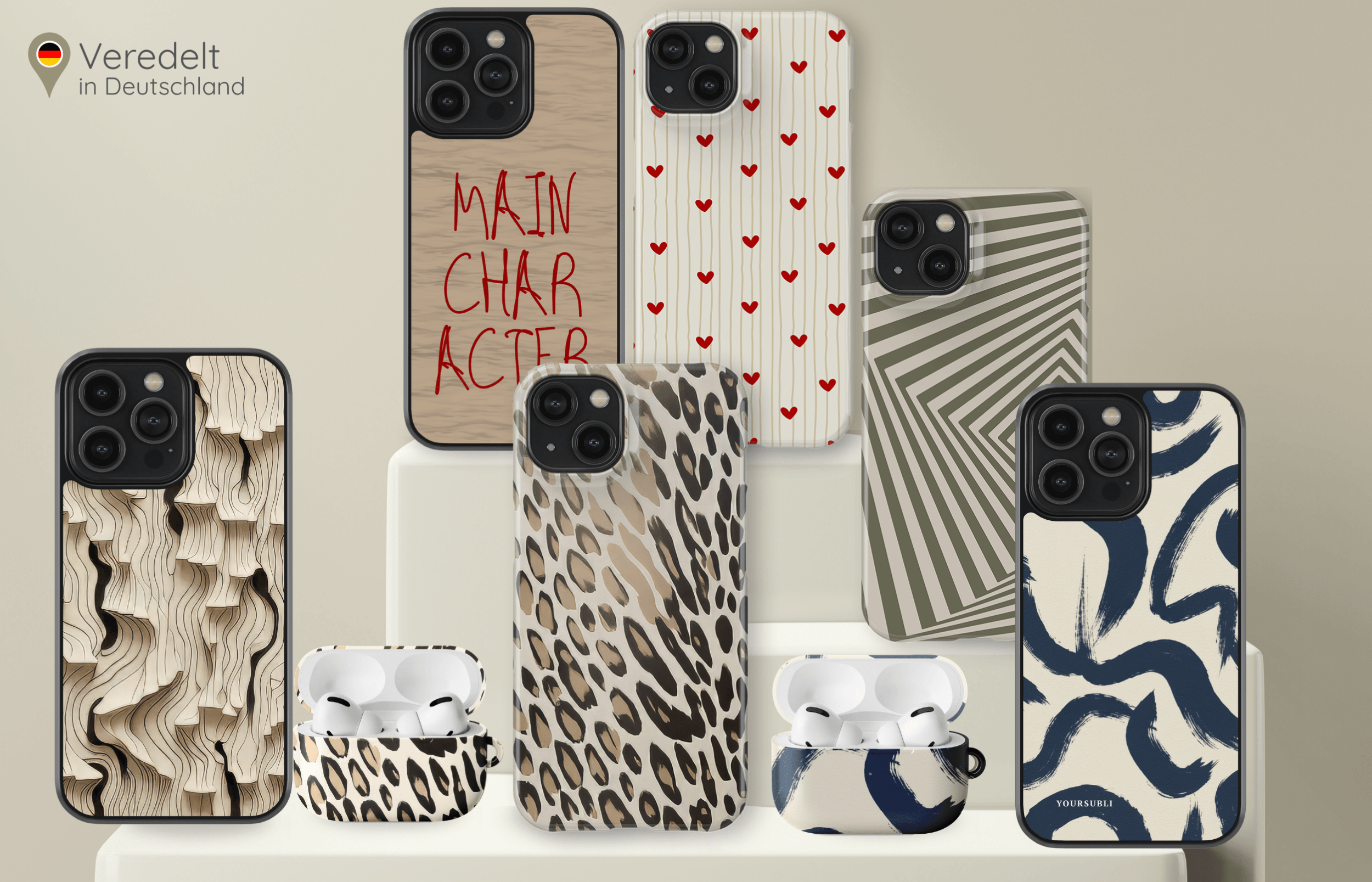 1 produktübersicht Der Yoursubli Statement Pieces Personalisierte Handyhüllen Und Passende Kopfhörerhüllen Mit Ausdrucksstarken Designs Veredelt in Deutschland | Yoursubli