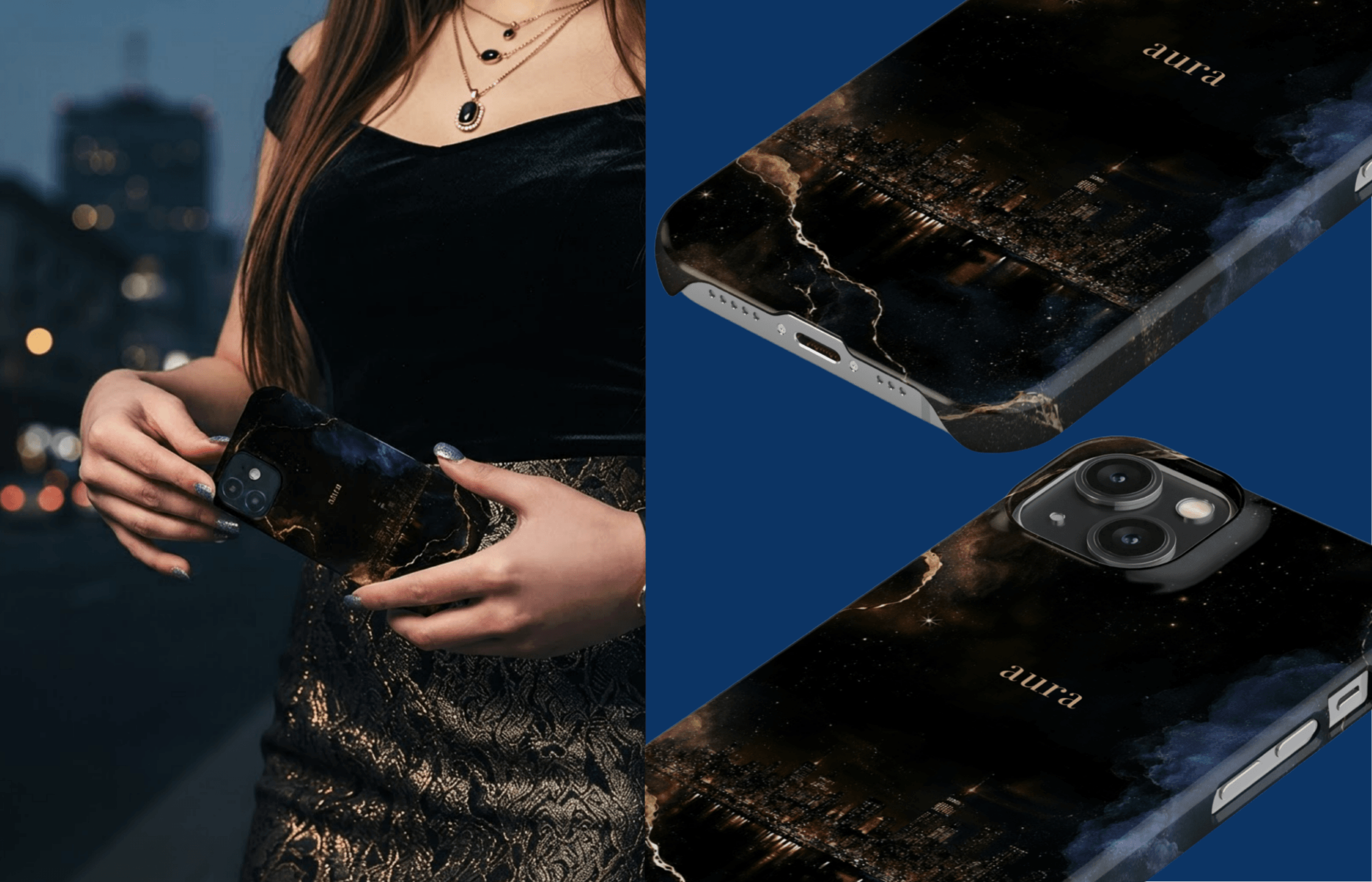 Lumina Case Im Design Aura Lights Als Detail  Und Handaufnahme Und Von Einer Frau in Der Hand Gehalten | Yoursubli