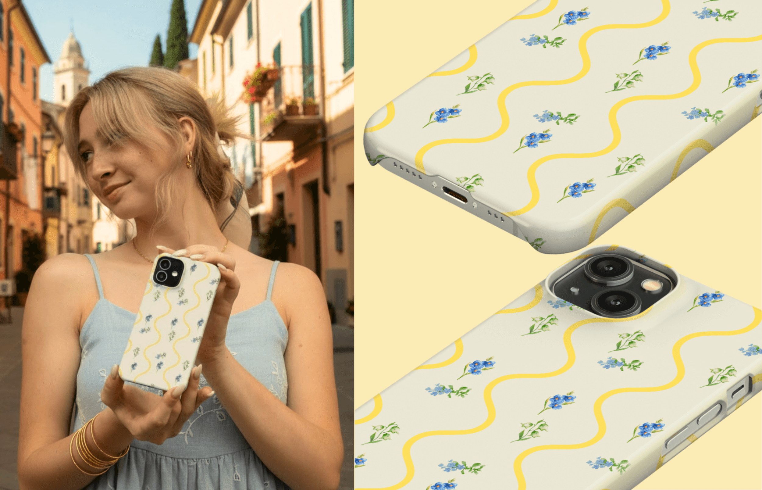 Lemon Waves Handyhülle Als Detail  Und Handaufnahme in Der Innenstadt | Yoursubli