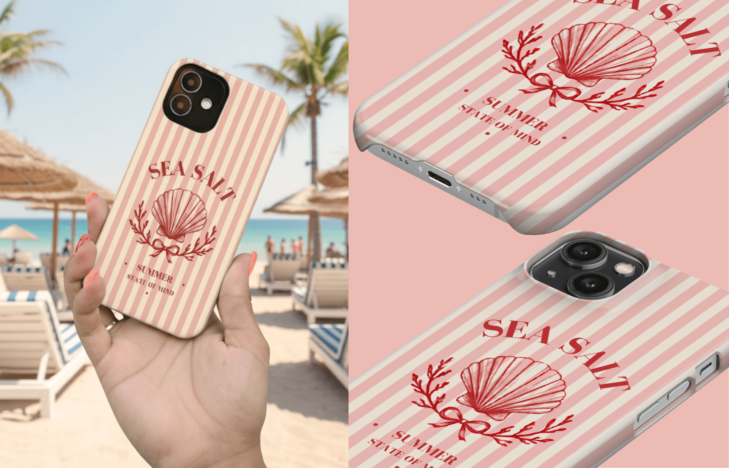 Personalisierte Sea Salt Club Handyhülle Als Lumina Case Am Im Strandclub Von Einer Frauenhand Gehalten | Yoursubli
